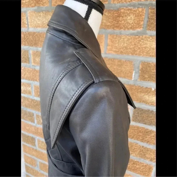 REISS double breasted leather jacket Sz 10 - Picture 10 of 16